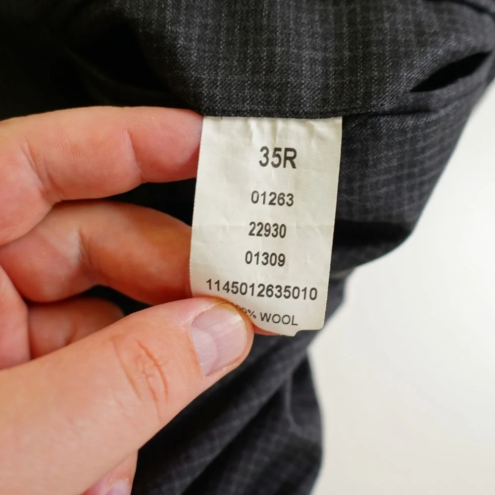 Jos A Bank Wool Gray Check Dress Pants -35R 35 / 32- Mid Rise Pleated Cuffed Li